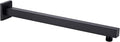 Matte Black Shower Arm with Flange 16 Inch Wall Mounted Extension Arm for Bathroom Rainfall Shower Head, Stainless Steel, Square Shaped
