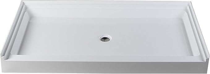 Westbrass SP6036WB-26 60" x 36" 3-Wall Shower Pan with Solid Brass Center Drain and 4-1/4" Cross Grid Brass Drain Cover, Polished Chrome