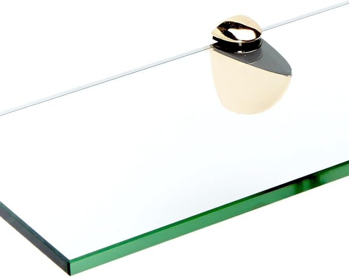 Spancraft Glass P-4.75x12-Brass Peacock Glass Shelf, Brass, 4.75" x 12"