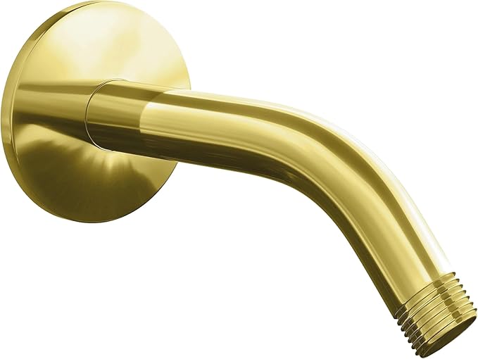 SparkPod 6 Inch Shower Arm with Flange - Solid Stainless Steel Shower Head Extension Arm - Wall-Mounted for Fixed & Handheld Showerheads - Teflon Tape Included (Standard 6", Egyptian Gold)