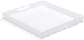 White Modern Acrylic Ottoman Tray with Cutout Handles 20x20 Inch Over-Sized Serving Tray Organizer Rubber Boot Tray Decorative for Living Room Bedroom,Bathroom and Entryway Kitchen