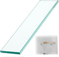 1 Pcs 13-5/8" x 4-1/4" x 3/8'' Glass Shelf for Shower Niche, Tempered Glass Shelf Floating Shelves for Bathroom Essentials DIY Storage Decoration, Easy Install Support Plate