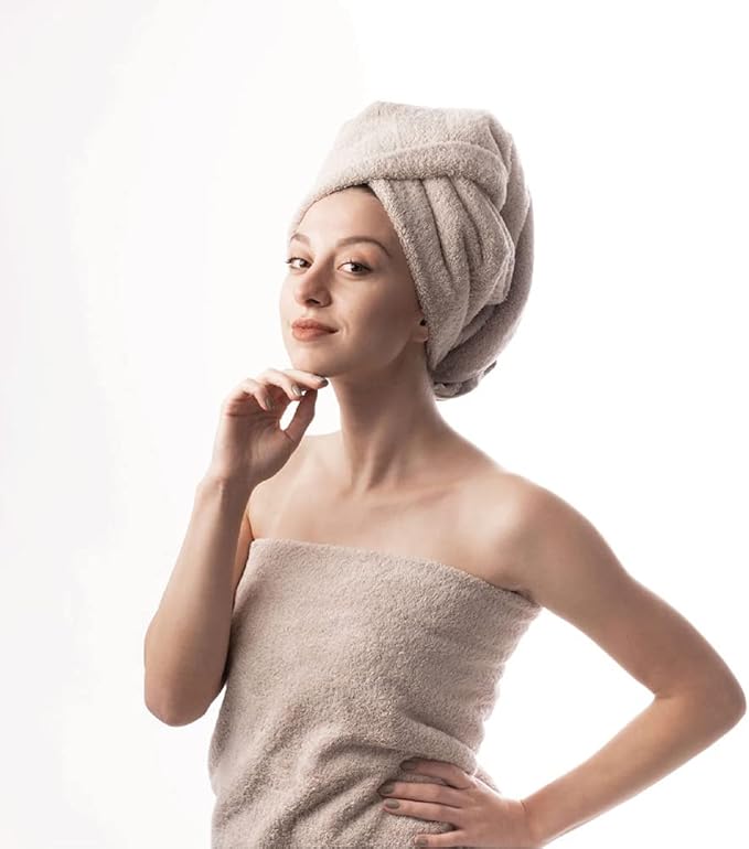 Hencely Premium Bath Towel Set of 4-28x 58 inches Soft Turkish Cotton Absorbent and Quick Dry Large Bathroom Towels Ideal for Home, Hotel, Spa, and Gym - Beige