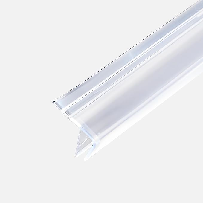 Shower Door Side Seal Strip,118 Inch F-Type Frameless Shower Door Seal, F-Type Shower Door Sweep for 1/4"(6mm) Thick Glass