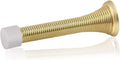 HOMOTEK 1 Pack Spring Door Stopper with Rubber Bumper 3-1/8" Flexible Spring Heavy Duty Wall Door Stop Low Mounted Door Bumper for Home (Bright Brass)