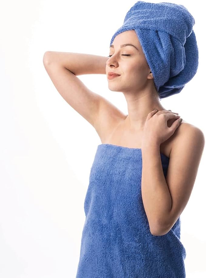 Hencely 6-Piece Bath Towel Set - High Absorbency, Quick Drying - 100% Soft Turkish Cotton - 2 Bath Towels, 2 Hand Towels, 2 Washcloths - for Bathroom, Home, Hotel, Spa, and Gym - 6-Pack Blue