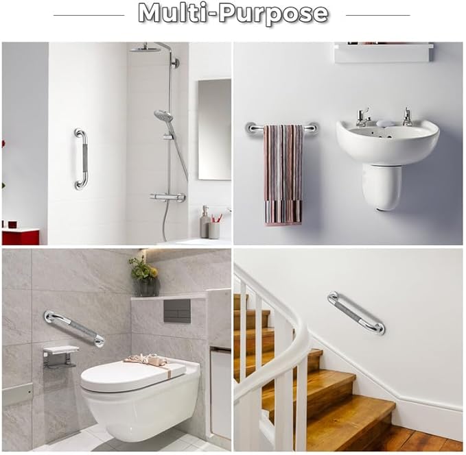 Grab Bars for Shower, 1 Pack 24-Inch Anti Slip Shower Handles for Elderly, Safety Shower Grab Bar, Stainless Steel Handicap Grab Bars for Bathroom (Polished Nickel 1" Diameter)