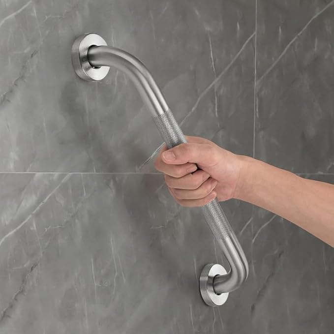 Grab Bars for Shower, 2 Pack 20-Inch Anti Slip Shower Handles for Elderly, Stainless Steel Handicap Grab Bars for Bathroom, Toilet (Brushed Nickel, 1" Diameter)