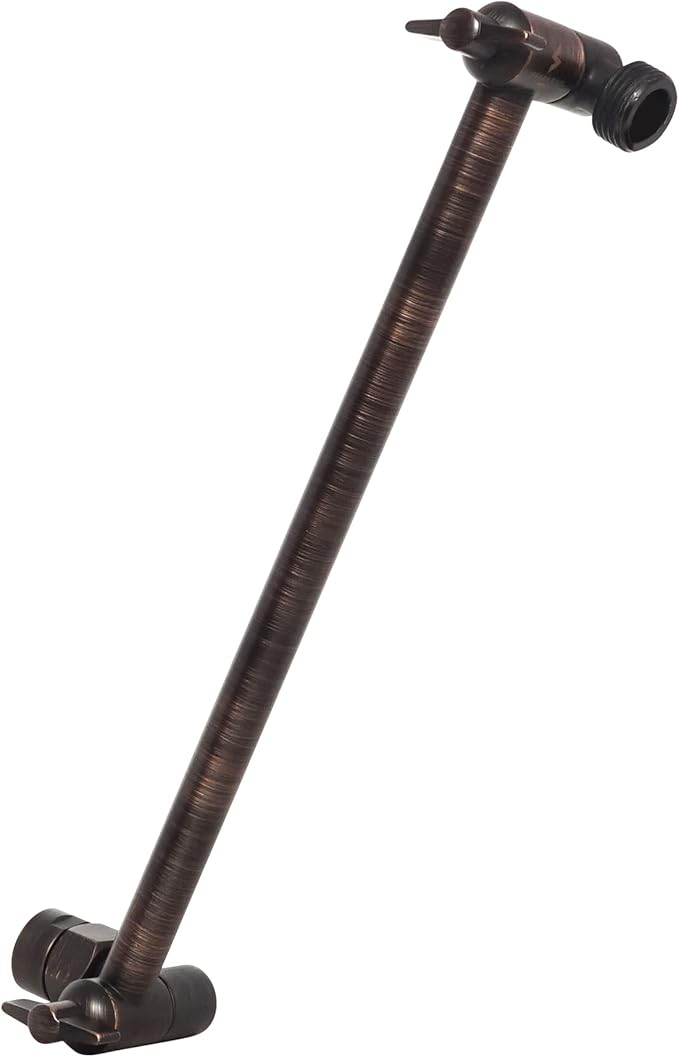 SparkPod 11" Solid Brass Shower Head Extension Arm - Flexible Height & Angle Adjustable Shower Arm Extension for Rain Showerheads with Sturdy Lock - Universal Pipe Connection (Oil-Rubbed Bronze)