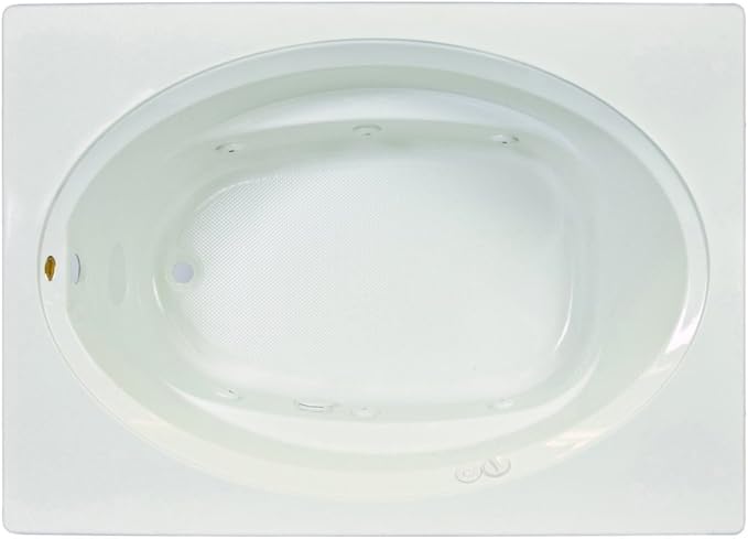 Jacuzzi SIGNATURE Acrylic Drop-In Bathtub, Jet Massage Tub, Slip Resistant, Right Drain Placement, 60" (L) x 42" (W), Oval In Rectangle, Oyster
