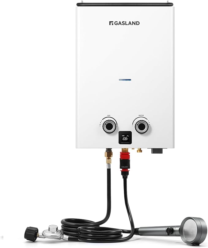 GASLAND Goshower G10 2.64GPM Outdoor Propane Tankless Water Heater, Ultra Slim PortableCamping Propane Shower for Off Grid, 68,000 BTU