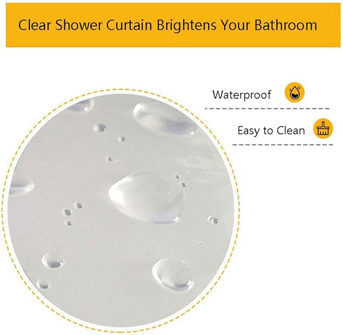 AooHome Long Shower Liner, Clear 8 Gauge Eva Shower Curtain with Hooks, Bottom Magnets, Heavy Duty, Water Repellent, Rust Proof Grommets, 72x96 Inches