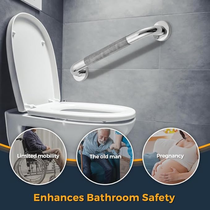 Grab Bars for Shower, 1 Pack 18-Inch Anti Slip Shower Handles for Elderly, Safety Shower Grab Bar, Stainless Steel Handicap Grab Bars for Bathroom (Polished Nickel 1" Diameter)