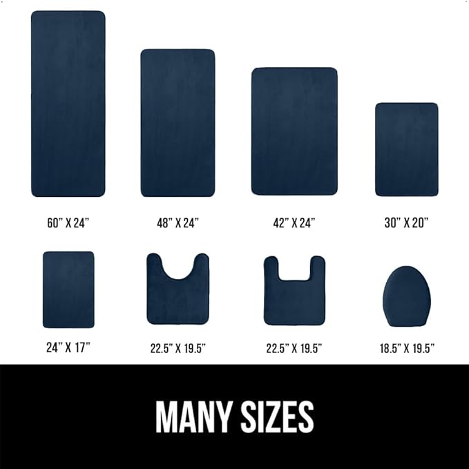 GORILLA GRIP Memory Foam Bath Rugs, Soft Absorbent Velvet Bathroom Mats, Durable Dots on Underside, Machine Washable Bathmat, Carpet Rug Room Decor for Shower Floor, 42x24 Mat, Navy Blue