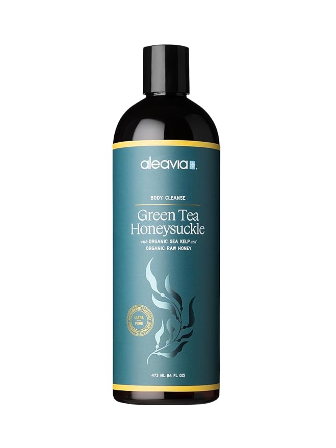 Aleavia Body Cleanse – Organic & All-Natural Prebiotic Body Wash with Raw Honey – Green Tea Honeysuckle Scent – 16 Oz.