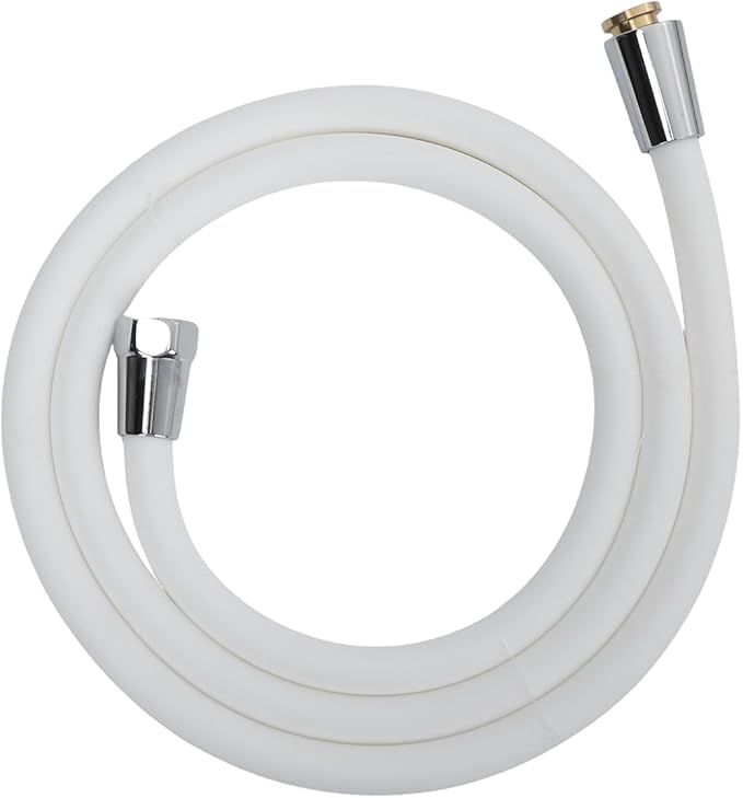 59 Inches Shower Hose Ultra-Soft Silicone Shower Hose Extension Anti-Kink Designed Long Handheld Shower Head Hose Replacement with Brass Insert and Nut White