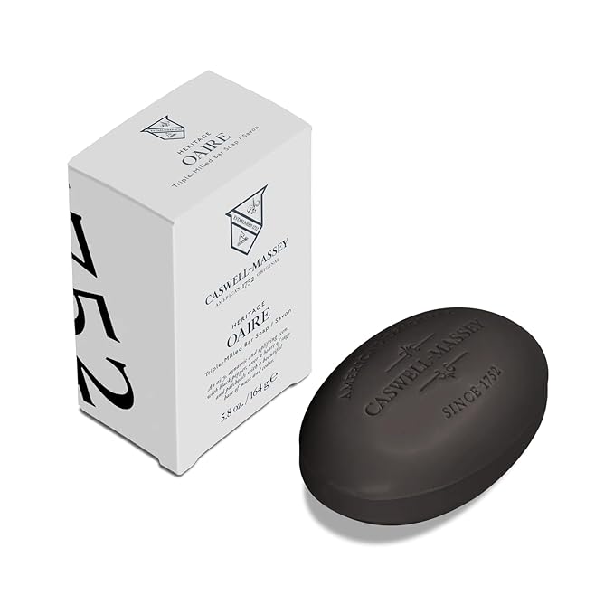 Caswell-Massey OAIRE Castile Bar Soap, Black Clay Men’s Body Wash, Moisturizing Natural Soap for Face, Hands & Bath, Triple-Milled with Essential Oils, Plant-Based & Cruelty-Free, Made in USA, 5.8 oz