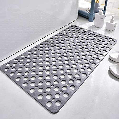 Casa and Beyond Shower Mat,Non Slip Bath Mat and Shower Mat with Suction Cups and Drain Holes,Bathroom Mat Easy to Clean Soft Machine Washable,Bathtub Mat Easy Dry&Cut (Gray,21" x 21"(Rectangular))