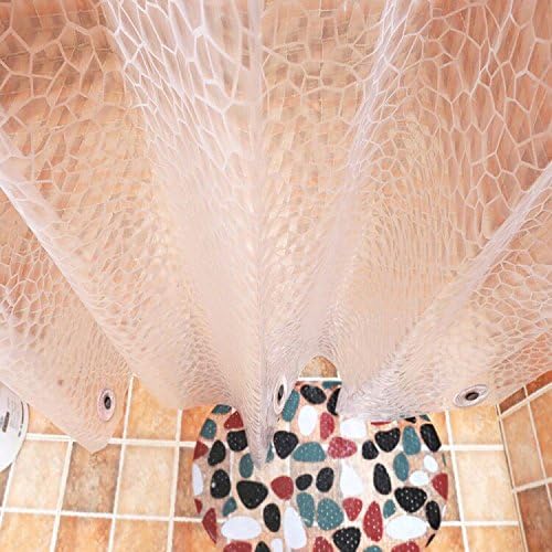 AooHome Extra Long Shower Curtains 96 inches, Clear Eva Shower Curtain Liner 3D Water Cube with Bottom Magnets, Heavy Duty, 72x96 Inch, Semi Transparent