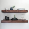 Urbandi Modern Floating Shelves 3 Inches Thick for Wall, Wide Shelves for Kitchen, Living Room, Bedroom, and Bathroom, Natural Pine Wood, Rustic Wooden Shelf, (Set of 2) (Provincial, 24Lx3Hx8D)