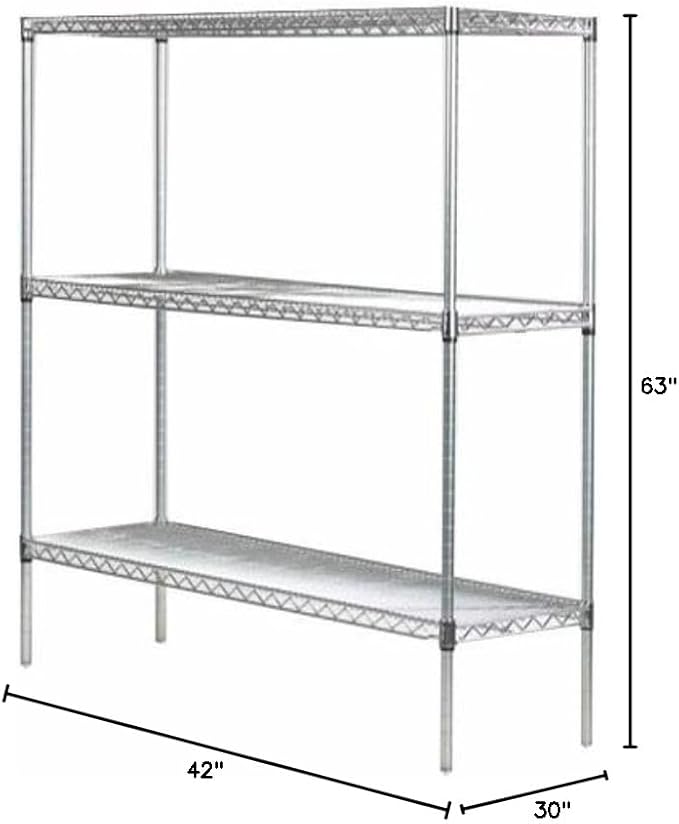Omega 30" Deep x 42" Wide x 63" High 3 Tier Chrome Starter Shelving Unit