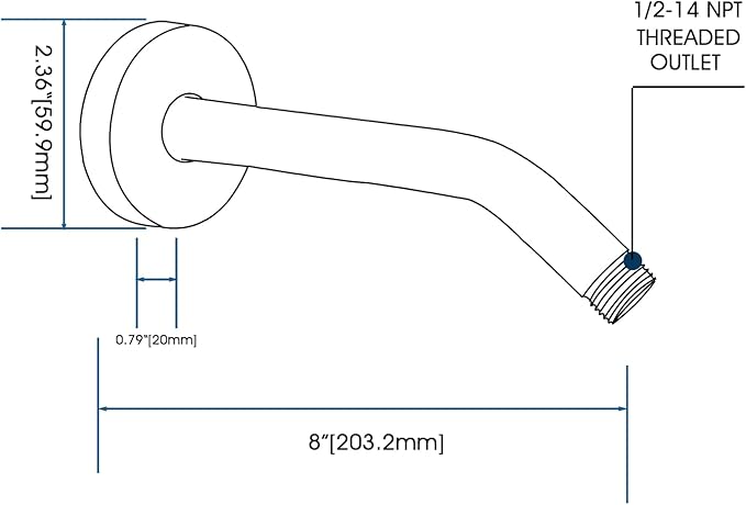 8 Inch Shower Arm with Flange and Stabilizer Bracket, Wall Mounted Shower Pipe Compatible with Rainfall Showerhead, Easy Installation, Brushed Nickel