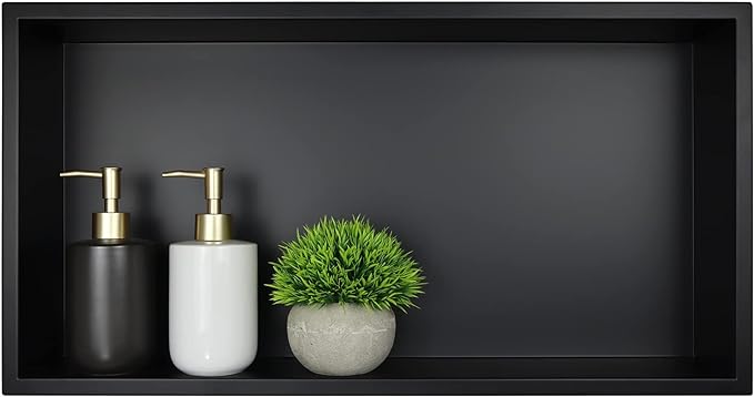 Stainless Steel Shower Niche 24" X 12" Matte Black No Tile Needed Niche Shower for Bathroom Storage Recessed Wall Niches Bathroom Shelf Over Mount Installation