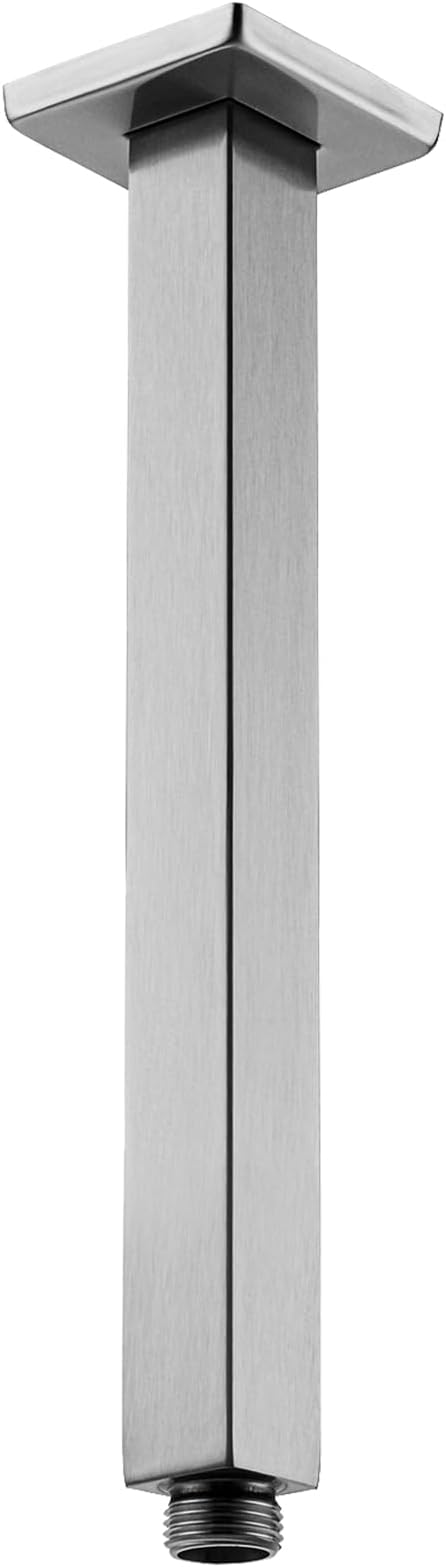 BESTILL 10 Inch Brushed Nickel Ceiling Mount Shower Arm and Flange, Square Rain Shower Arm