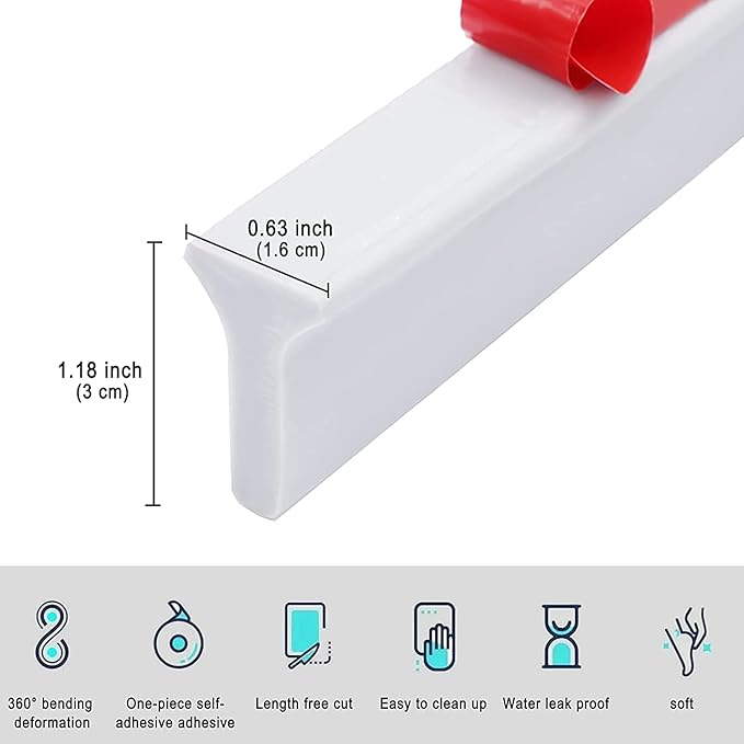 Collapsible Shower Water Guard Water Splash Guard Water Dam Barrier Shower Threshold for Shower Stall, Stay Dry Retainer for Wet and Dry Separation for Bathroom (59") …