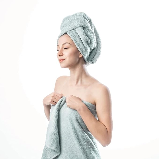 Hencely Luxury Hand Towel - Set of 2 (16x28 Inches) - Soft Turkish Cotton, Absorbent, Quick-Drying Face, Body, Kitchen, and Bathroom Towel (Hand Towels 2 Pack, Water Green)