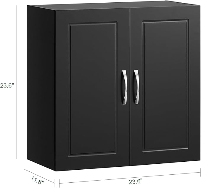 SoBuy Bathroom Kitchen Wall Cabinet, Garage or Laundry Room Storage Medicine Cabinet, Linen Tower Bath Cabine with Shelf, Black FRG231-SCH