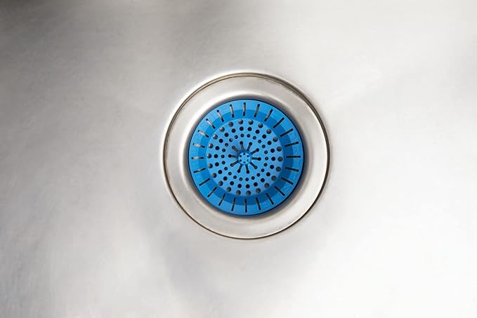 Kitchen Sink Strainer 3.25" - Dripsie Anti-Clog Food Catcher, Flexible Drain Basket, Dishwasher Safe, Standard Fit, Made in USA(1-Pack Blue)