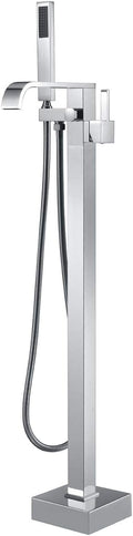 Freestanding Bathtub Faucet Tub Filler Faucets Chrome Floor Mount Brass Single Handle with Hand Shower