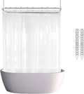 Clawfoot Tub Shower Curtain 180x60 Inch Clear Liner All Warp Around Extra Wide 36 Metal Hooks Heavy Duty Vinyl Bath Curtain for Clawfoot Stand Up Tub Bathroom PEVA Waterproof Liner