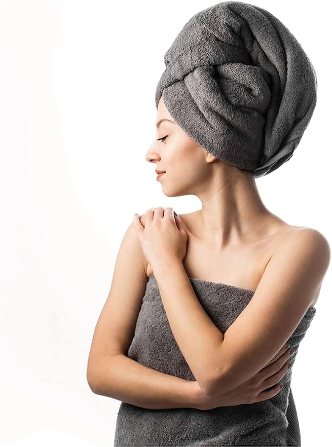 Hencely Premium Bath Towel Set of 4-28x58 Inches - High Absorbency, Quick Drying - 100% Soft Turkish Cotton Towels - Ideal for Home, Bathroom, Hotel, Spa, and Gym - Gray
