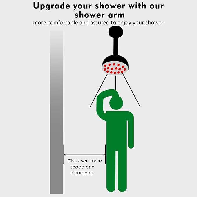 6 Inch Shower Arm with Flange and Stabilizer Bracket, Ceiling Mount Replacement Rain Shower Head 304 Stainless Steel Straight Arm For Fixed Shower Head, Chrome