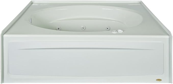 JACUZZI SIGNATURE Acrylic Skirted Jets with Heater Bathtub, Slip Resistant, Right Drain Placement, 60” (L) x 42” (W), Oval in Rectangle Design, Oyster