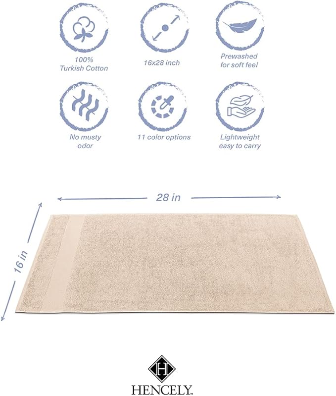 Hencely Luxury Hand Towel - Set of 2 (16x28 Inches) - Soft Turkish Cotton, Absorbent, Quick-Drying Face, Body, Kitchen, and Bathroom Towel (Hand Towels 2 Pack, Beige)
