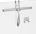 Shower Squeegee Set, 14-Inch Stainless Steel Squeegee, All-Purpose Squeegee for Bathroom, Shower Doors, Mirrors, Tiles, and Car Windows - 100% Streak Free, Includes Shower Door Hook and Adhesive Hook