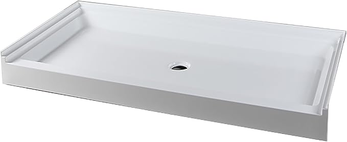 Westbrass SP6036WP-26 60" x 36" 3-Wall Shower Pan with Plastic Center Drain and 4-1/4" Cross Grid Brass Drain Cover, Polished Chrome
