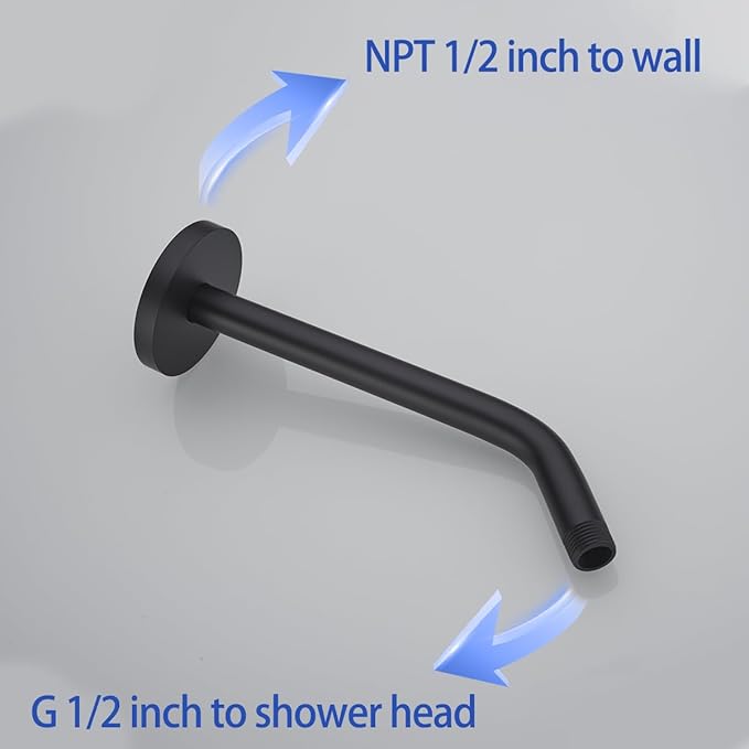 Shower Arm with Flange,Ceiling Mount Replacement Rain Shower Head Straight Arm Ceiling-Mounted For Fixed Shower Head & High Pressure Rain 10 Inch Matte Black,SW-RD91018-10MB.