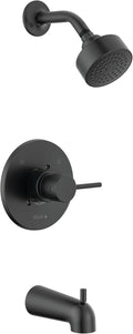 Delta Faucet Modern 14 Series Matte Black Shower Faucet, Tub and Shower Trim Kit with Single-Spray Touch-Clean Black Shower Head, Matte Black T14459-BL-PP (Valve Not Included)