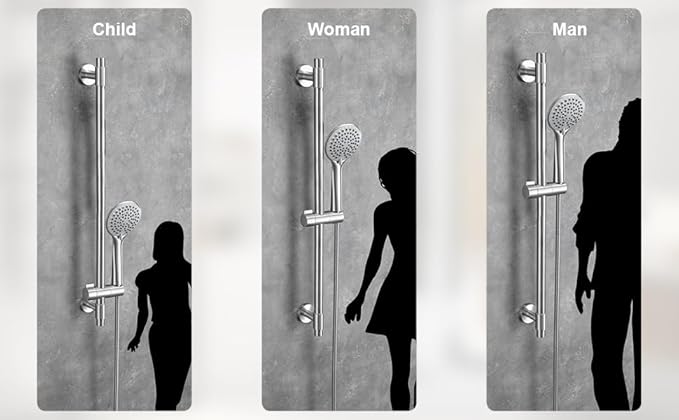 Adjustable Shower Slide Bar with 5-Function Handheld Shower Head, Stainless Steel Grab Slide Bar Combo with Extra Hose (Brushed Nickel)