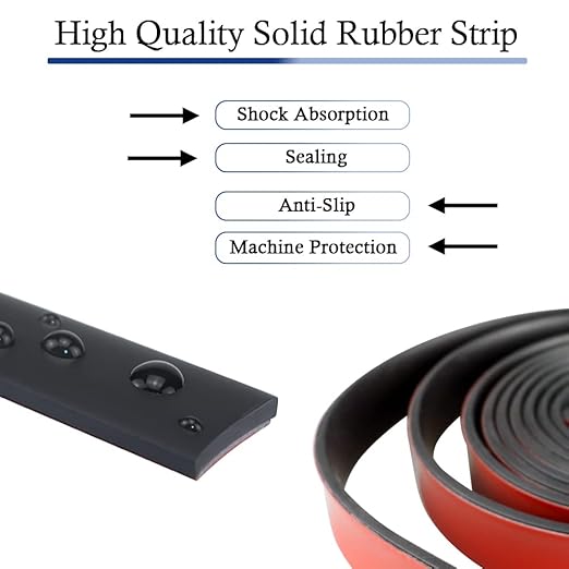 Neoprene Rubber Strips Self Adhesive Solid Rubber Sheets, Rolls & Strips for DIY Gaskets Crafts Pads Seals Warehouse Flooring Neoprene Sheet with Adhesive Backing (1" Wide x 1/5" Thick x 20' Long)