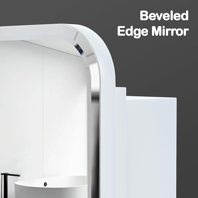 Rectangle Medicine Cabinet with Beveled Edge Mirror, No-Assembly Bathroom Wall Cabinet with Mirror, Adjustable Shelves, Tissue Slot, Recessed or Surface Mount (28" H x 16" W)