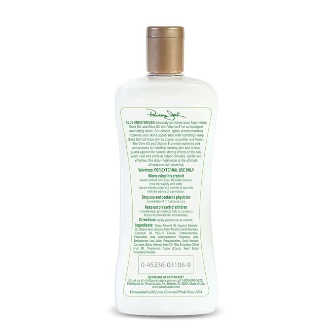 Panama Jack Aloe Moisturizer Lotion - After Sun Daily Skincare, Contains Aloe, Cocoa Butter, Olive & Hemp Seed Oils with Vitamin E, 8 FL OZ (Pack of 6)