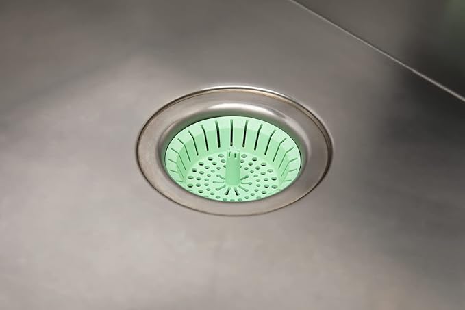 Kitchen Sink Strainer 3.25" - Dripsie Anti-Clog Food Catcher, Flexible Drain Basket, Dishwasher Safe, Standard Fit, Made in USA (1-Pack Green)