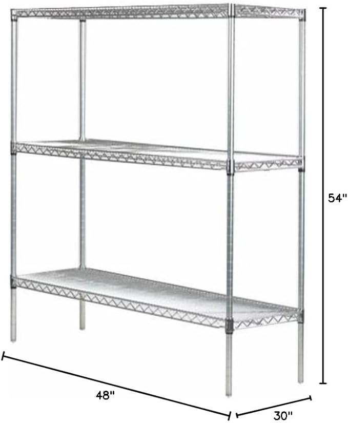 Omega 30" Deep x 48" Wide x 54" High 3 Tier Chrome Starter Shelving Unit