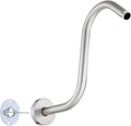Shower Head Arm 10 Inch Brushed Nickel, RAINREVIVE S Shaped Shower Head Extender Arm with Flange