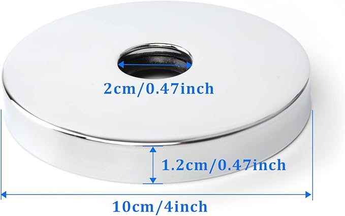 4 Inch Shower Arm Flange Oversized Plumbing Cover Plates, Universal Extra Large Replacement Escutcheon Cover Plate for Covering Gaps, Holes, Fits All Standard 1/2" Pipes, Chrome（1 PACK）